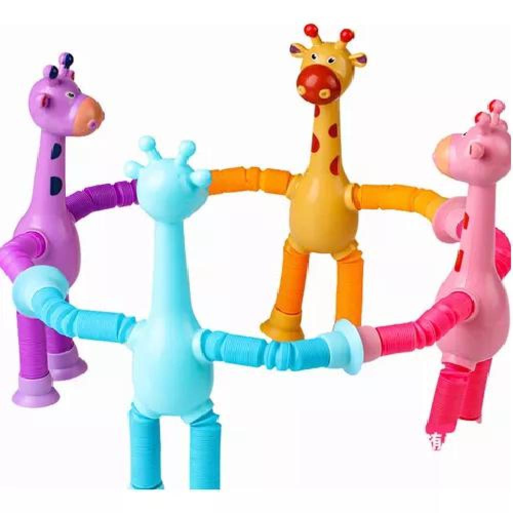 SET 4 PIEZAS SENSORIAL DESCOMPRESIÓN POP IT TUBE JIRAFA LUZ - 1