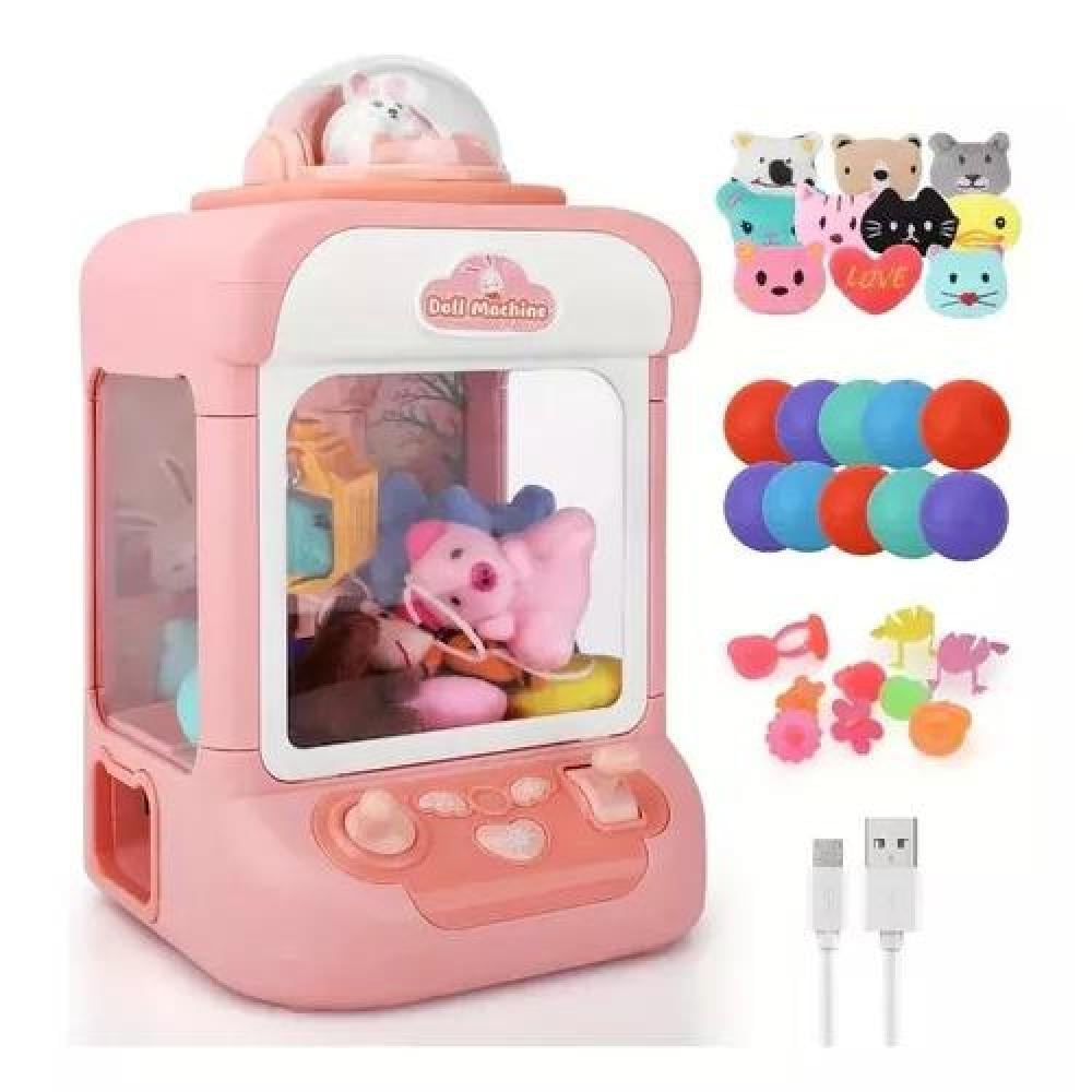 MÁQUINA ATRAPA PELUCHES MINI GARRA JUGUETE PREMIO COLOR ROSADO - 1