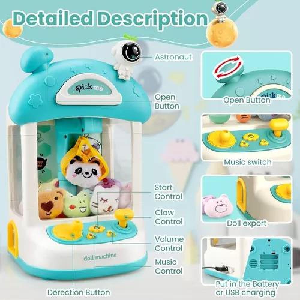 MÁQUINA AGARRA PELUCHES MINI ATRAPA COLOR TURQUESA - 7