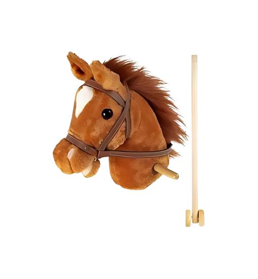 CABALLITO DE PALO CON SONIDO Y RUEDA DE 100 CM PARA NIÑOS MARRÓN - 2