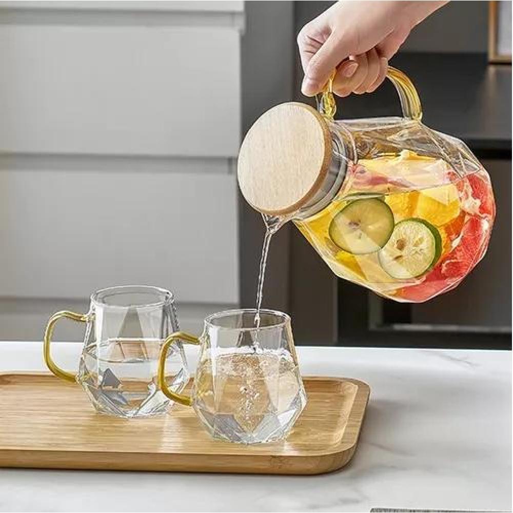INCREÍBLE JARRA DE TÉ + 4 TAZAS DE CRISTAL - 8