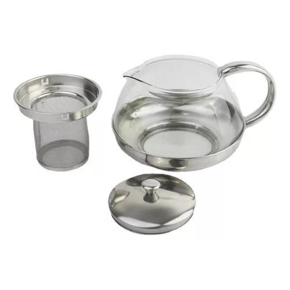 HERVIDOR INFUSOR DE VIDRIO DE 600 ML PARA TETERA PLATEADO - 1