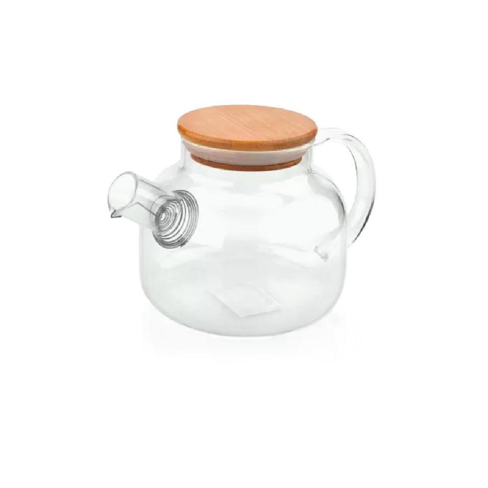 TETERA DE VIDRIO TRANSPARENTE 1 LITRO CALIENTE/FRIO COLOR BLANCO - 1