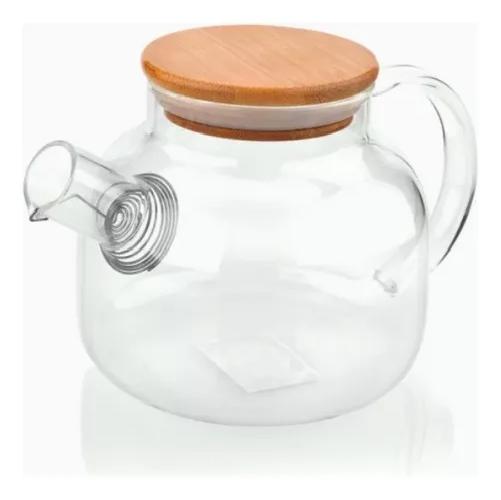 TETERA DE VIDRIO TRANSPARENTE 1 LITRO CALIENTE/FRIO COLOR BLANCO - 6