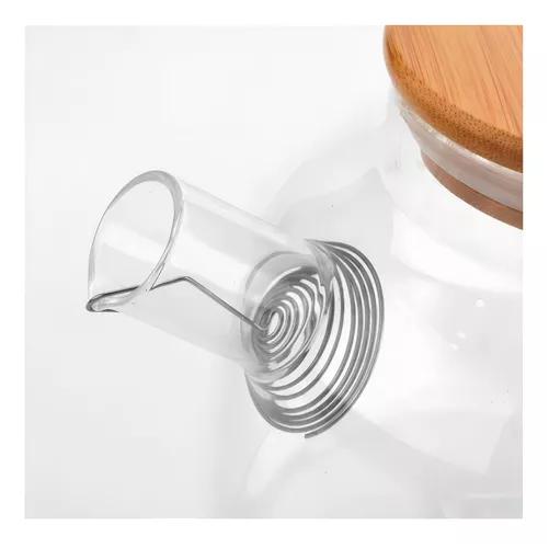 TETERA DE VIDRIO TRANSPARENTE 1 LITRO CALIENTE/FRIO COLOR BLANCO - 8