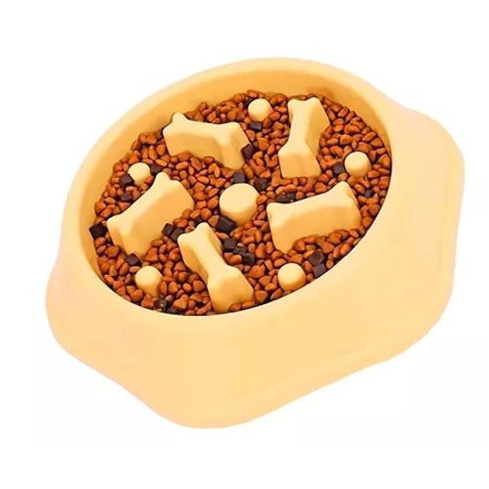 PER-ROS PLATO DE COMIDA ANTIANSIEDAD MASCOTAS HUESITOS PERROS GATOS COLOR AMARILLO - 2