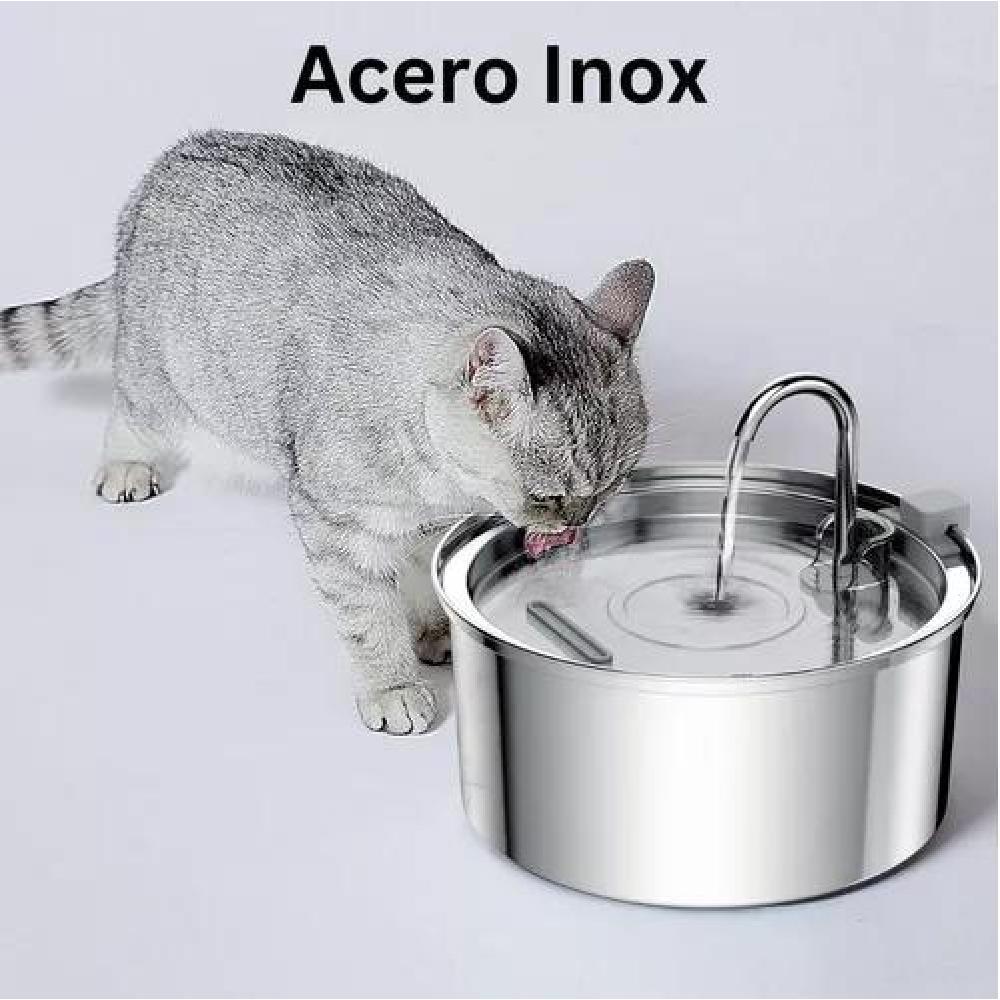 FUENTE AGUA GATO ACERO INOX LLAVE SILENCIOSA - 3