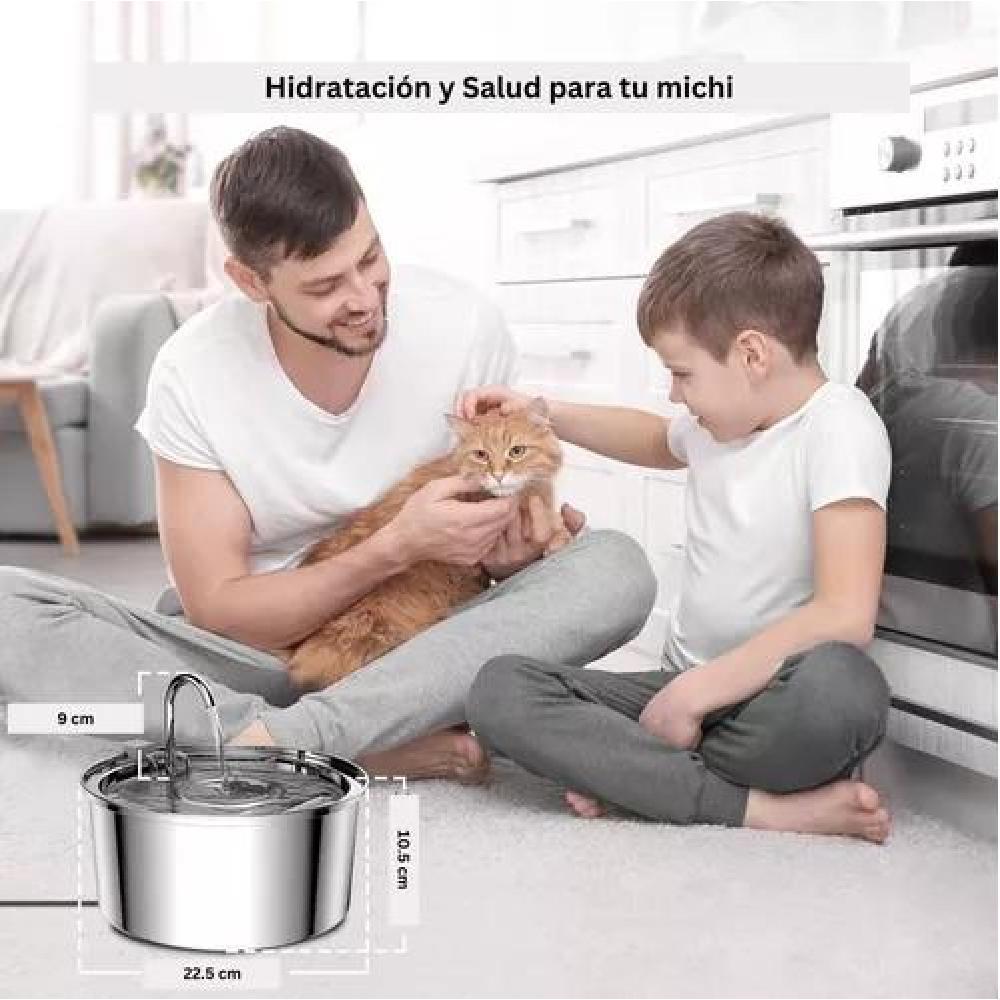 FUENTE AGUA GATO ACERO INOX LLAVE SILENCIOSA - 4
