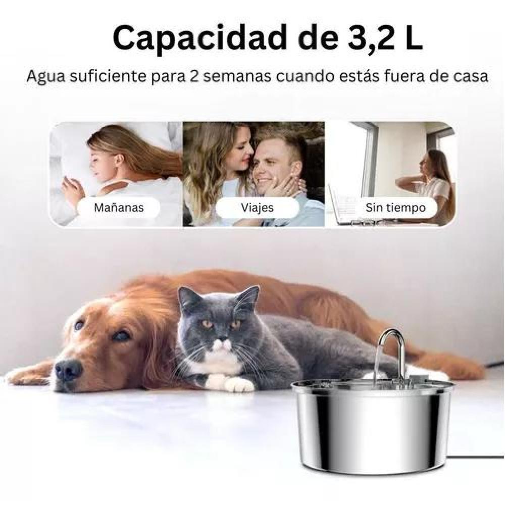FUENTE AGUA GATO ACERO INOX LLAVE SILENCIOSA - 5