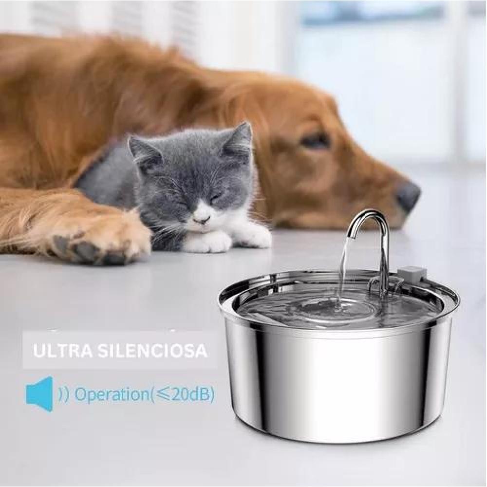FUENTE AGUA GATO ACERO INOX LLAVE SILENCIOSA - 6