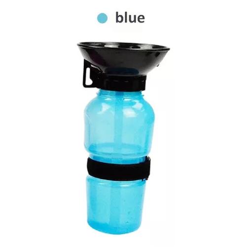 DISPENSADOR AGUA 500ML BOTELLA PORTÁTIL MASCOTA PERRO GATO COLOR AZUL - 7