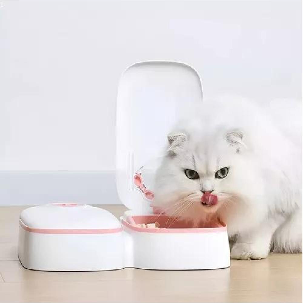 DISPENSADOR DE COMIDA AUTOMATICO RORO COMEDERO DOBLE PARA PERROS Y GATOS ROSA - 3