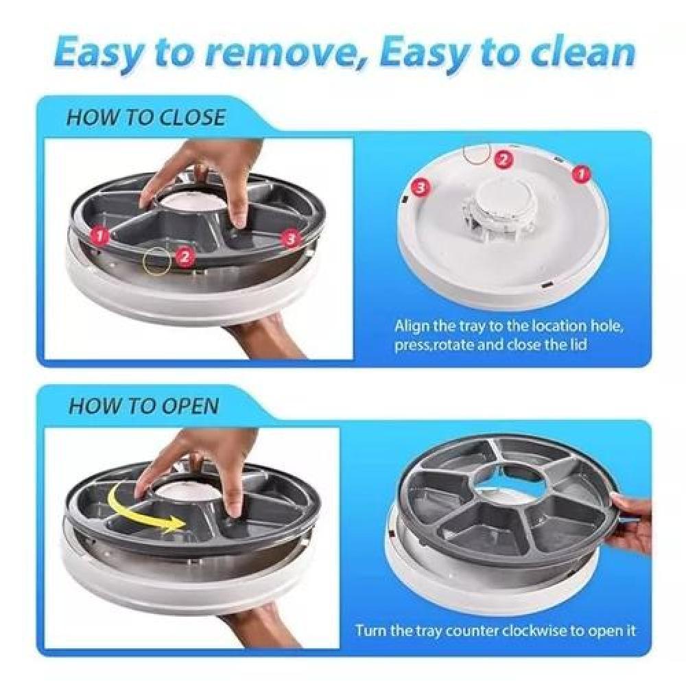 DISPENSADOR AUTOMÁTICO DE ALIMENTO PARA PERROS Y GATOS, BLANCO - 6