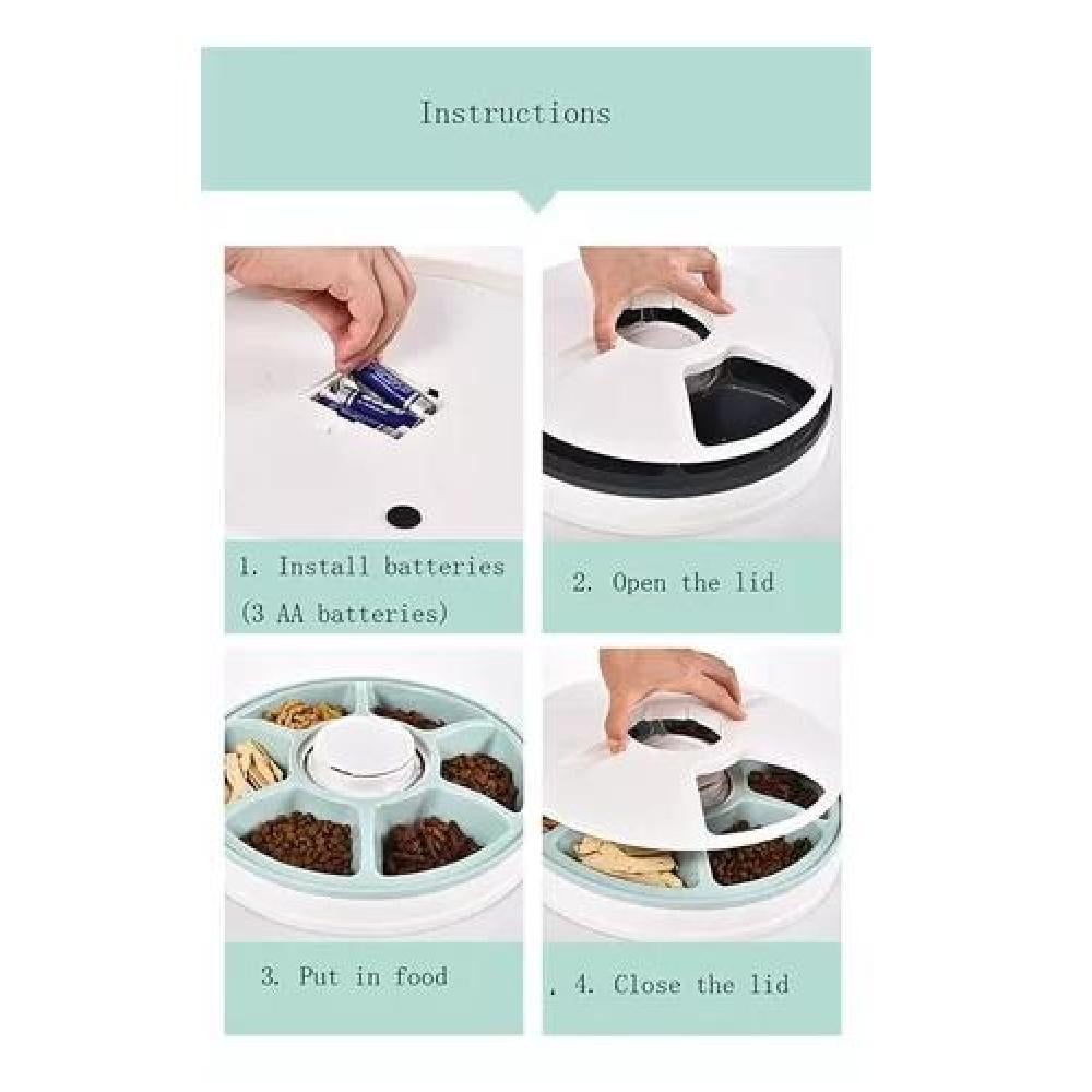 DISPENSADOR AUTOMÁTICO DE ALIMENTO PARA PERROS Y GATOS, BLANCO - 7