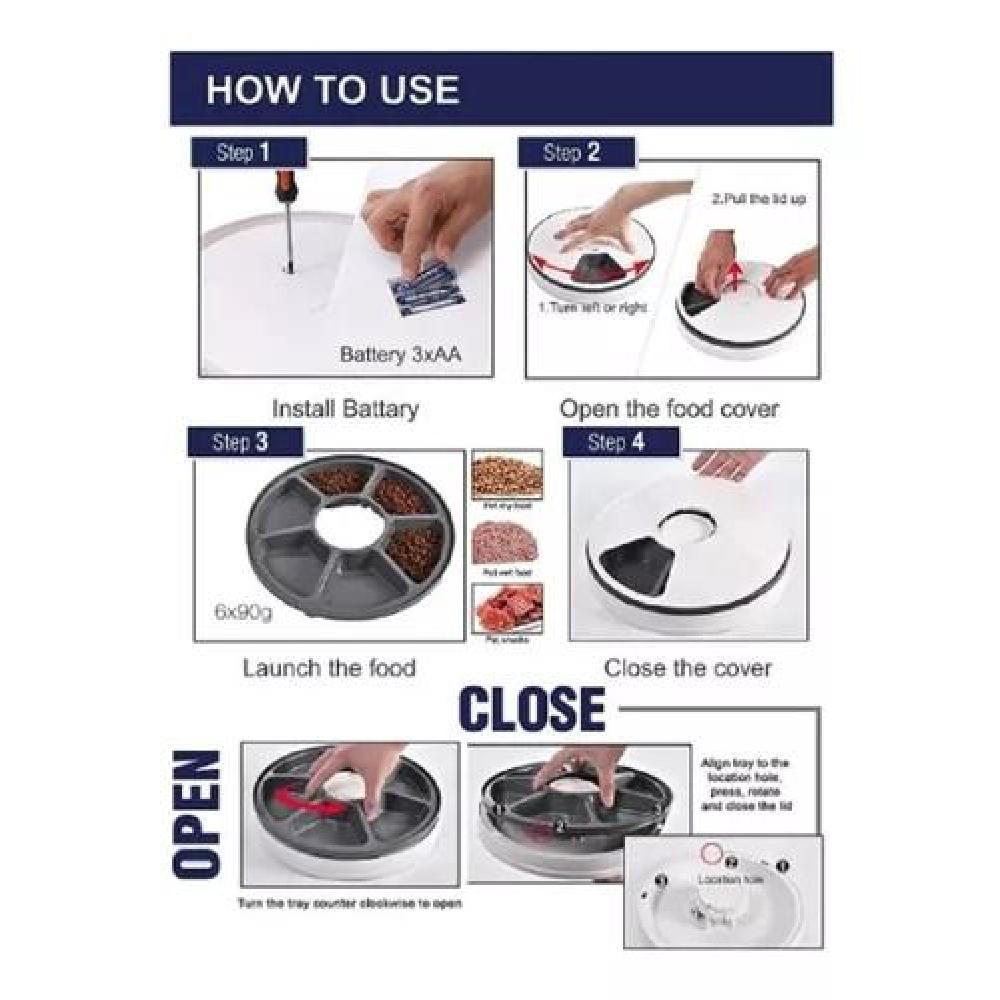 DISPENSADOR AUTOMÁTICO DE ALIMENTO PARA PERROS Y GATOS, BLANCO - 8