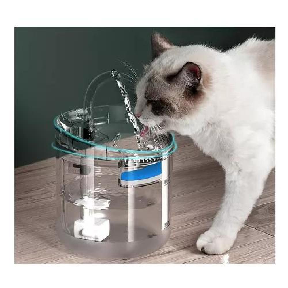 FUENTE BEBEDERO PARA GATOS Y MASCOTAS, COLOR TRANSPARENTE - 7