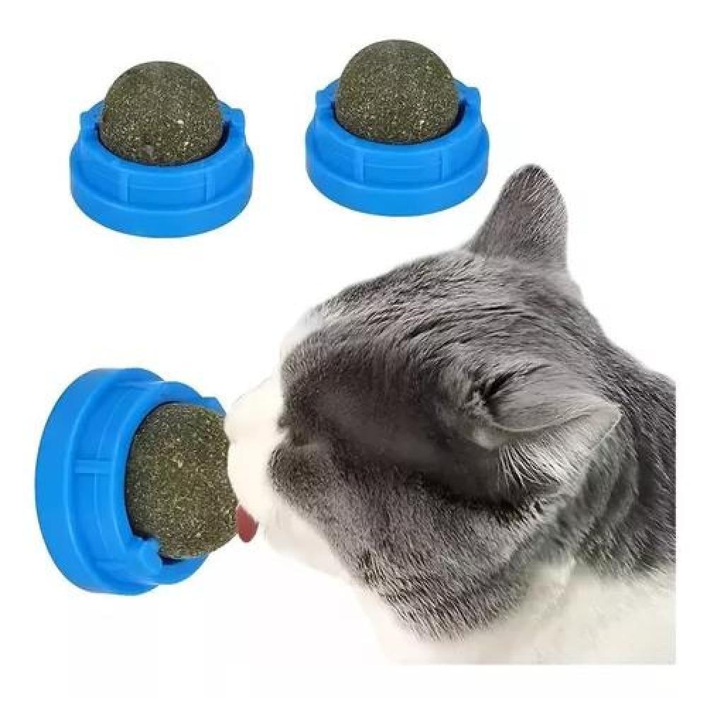 X3 BOLAS DE CATNIP, JUGUETE ADHESIVO, COLOR AZUL - 1