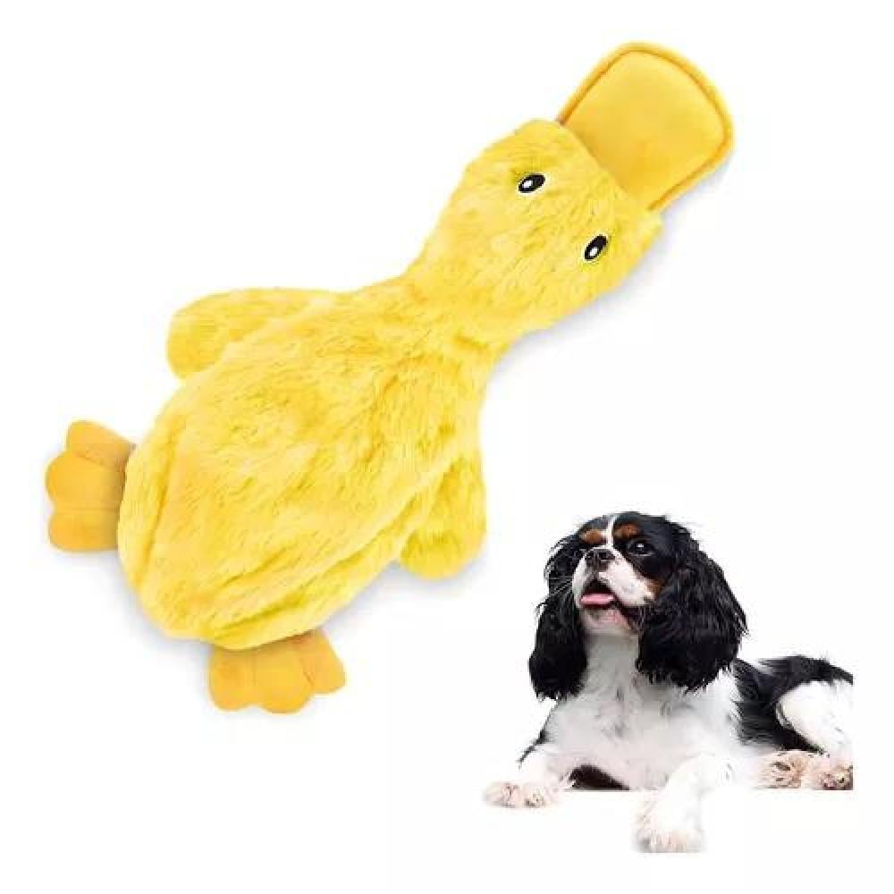 PATO JUGUETE PELUCHE PARA PERROS MASCOTAS CON SONIDO COLOR AMARILLO - 1