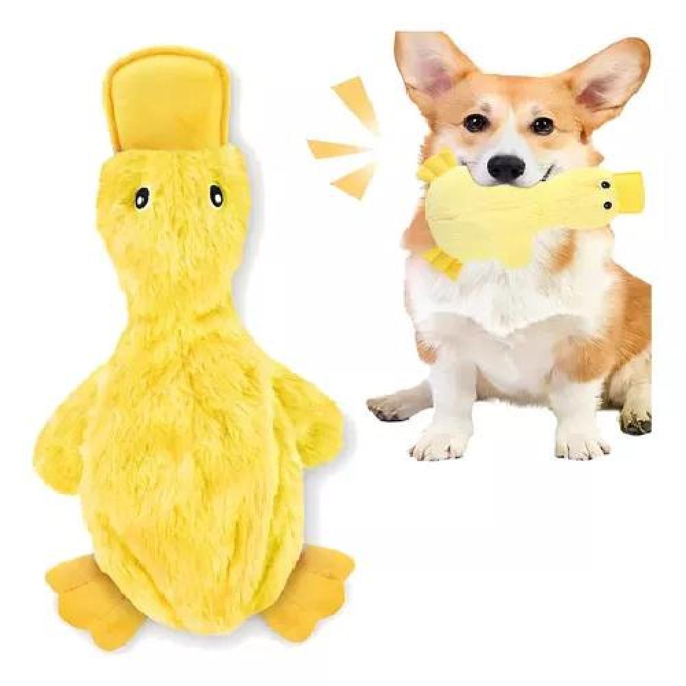 PATO JUGUETE PELUCHE PARA PERROS MASCOTAS CON SONIDO COLOR AMARILLO - 3