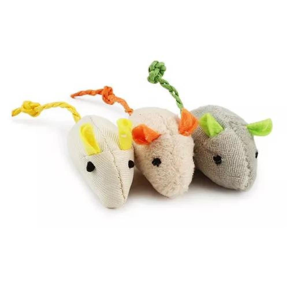 SET DE 3 RATONES DE PELUCHE CON HIERBA GATERA CATNIP PARA GATOS - 2