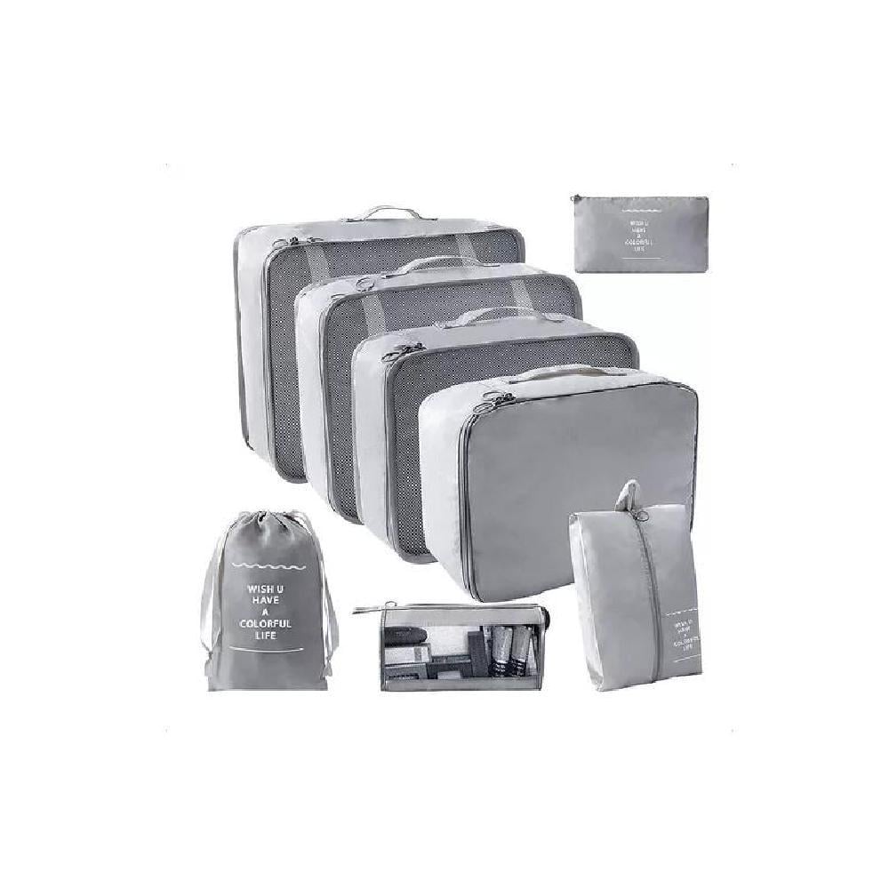 BOLSAS VIAJE 8 EN 1 COLOR GRIS TELA - 4