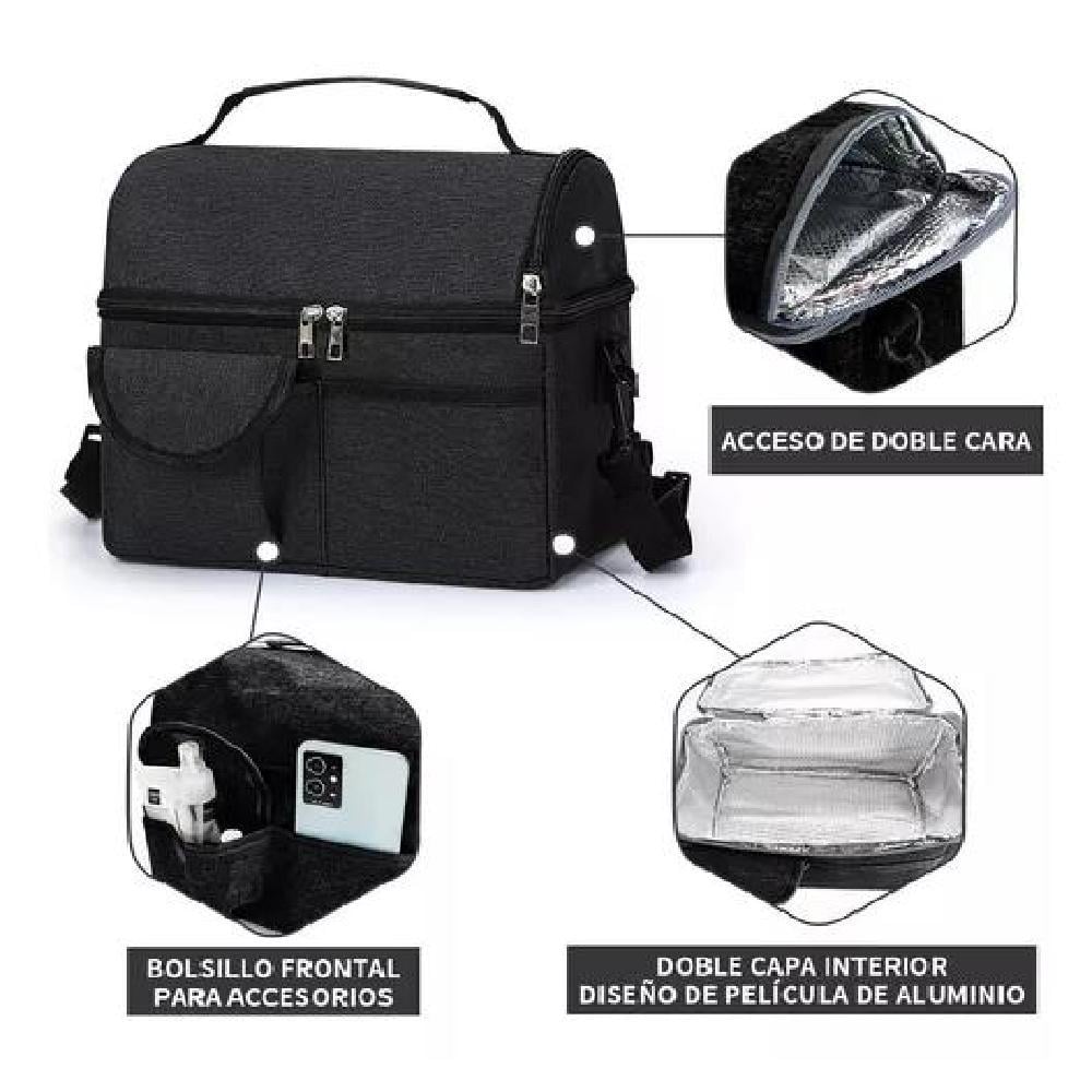 BOLSA DEL ALMUERZO LONCHERAS PORTÁTIL Y GRAN CAPACIDAD COLOR NEGRO - 3