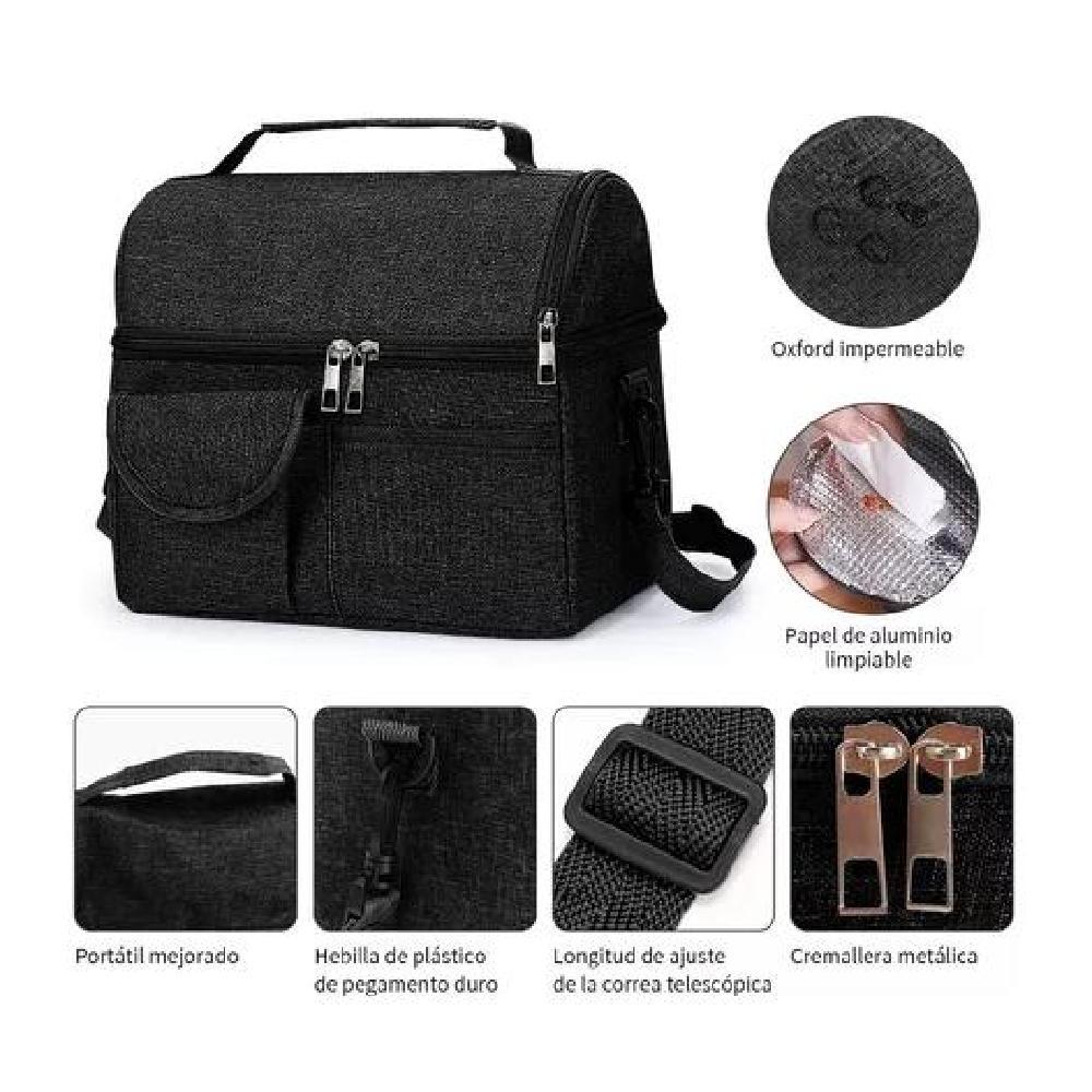 BOLSA DEL ALMUERZO LONCHERAS PORTÁTIL Y GRAN CAPACIDAD COLOR NEGRO - 4