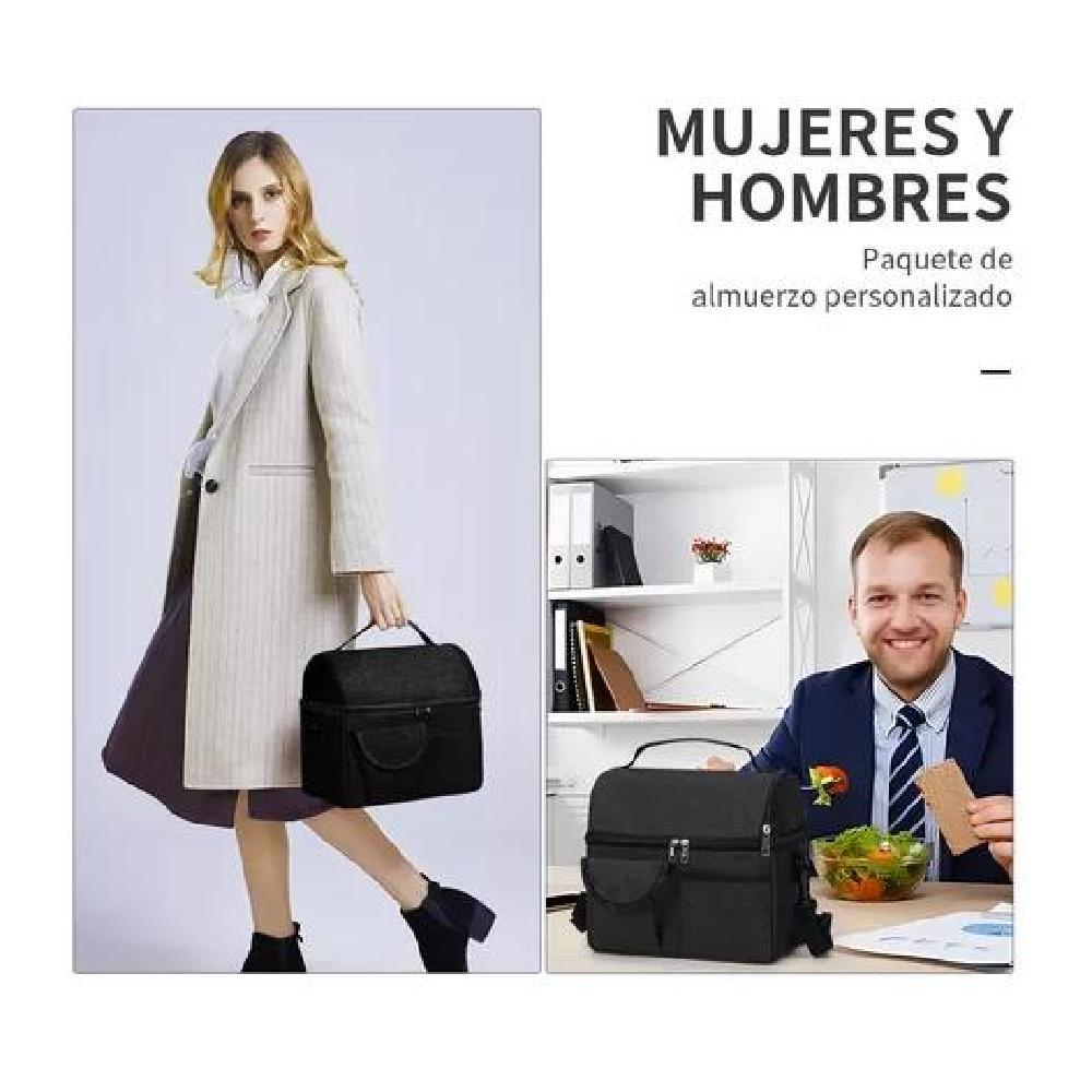 BOLSA DEL ALMUERZO LONCHERAS PORTÁTIL Y GRAN CAPACIDAD COLOR NEGRO - 6