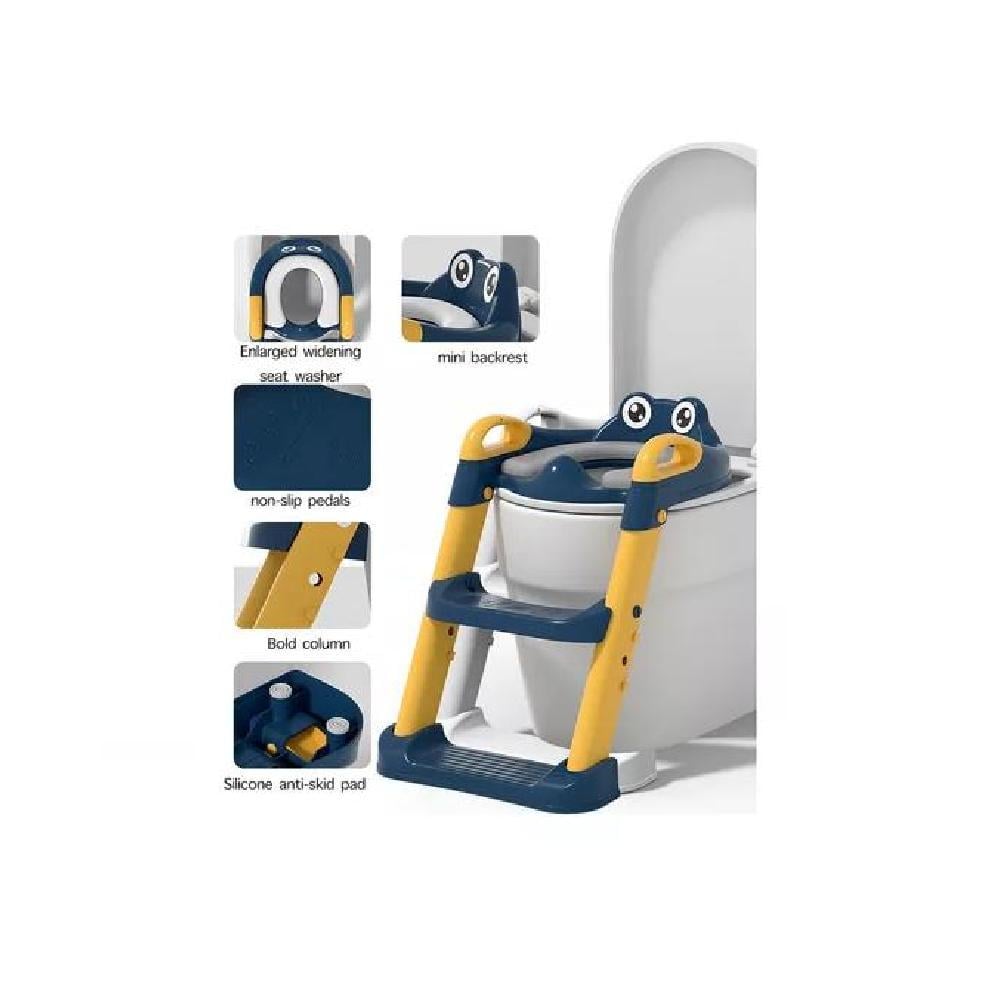 ASIENTO PEL15 ENTRENADOR BAÑO CON ESCALERA Y AGARRADERA NIÑOS AZUL AMARILLO - 2
