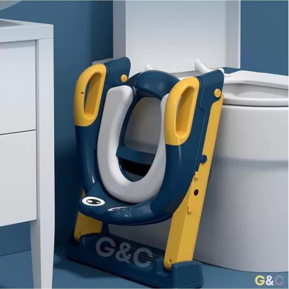 ASIENTO PEL15 ENTRENADOR BAÑO CON ESCALERA Y AGARRADERA NIÑOS AZUL AMARILLO - 4