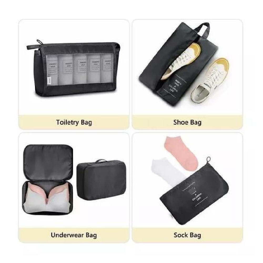 BOLSAS VIAJE 8 EN 1 ORGANIZADORAS VIAJE MALETA NEGRO ACERO - 5