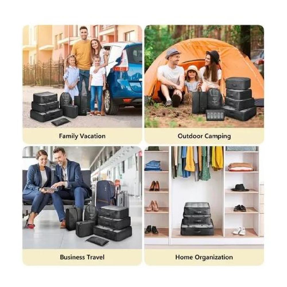 BOLSAS VIAJE 8 EN 1 ORGANIZADORAS VIAJE MALETA NEGRO ACERO - 7
