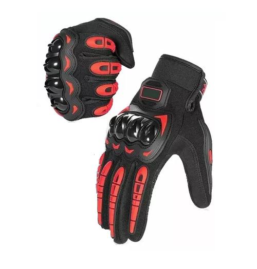 GUANTES MOTO ARMAD GEAR TOUCH CUERO TELA IMPERMEABLE ROJO TALLA L - 2