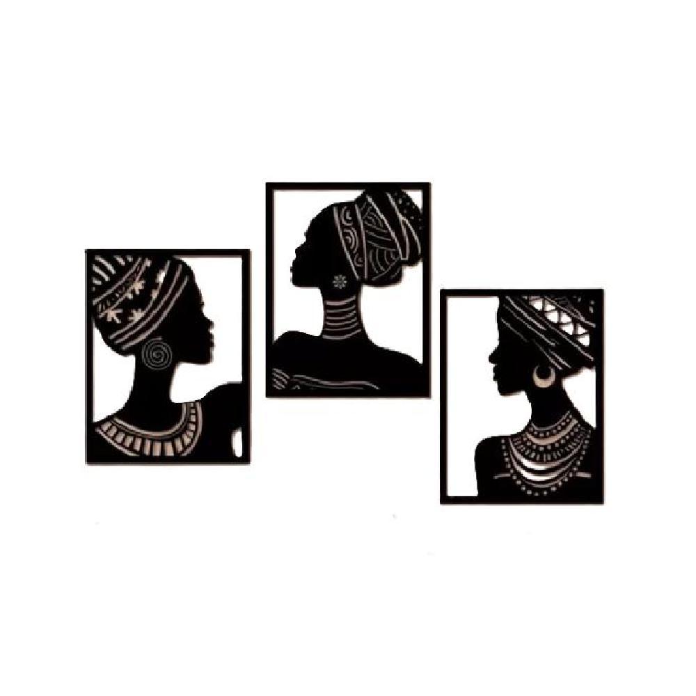 CUADROS DECORATIVOS DE DAMAS AFRICANAS, PACK DE 3 UNIDADES - 2