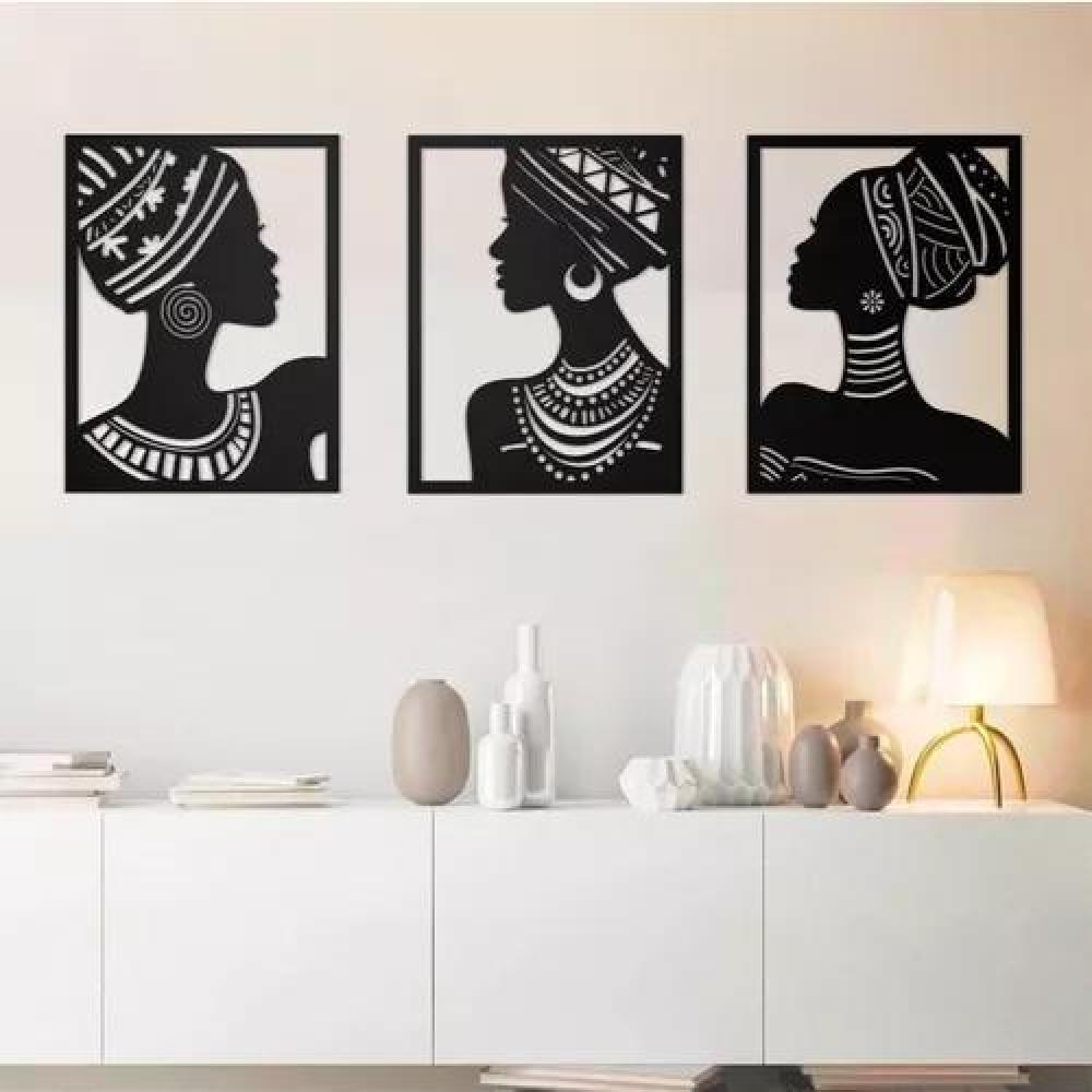 CUADROS DECORATIVOS DE DAMAS AFRICANAS, PACK DE 3 UNIDADES - 3