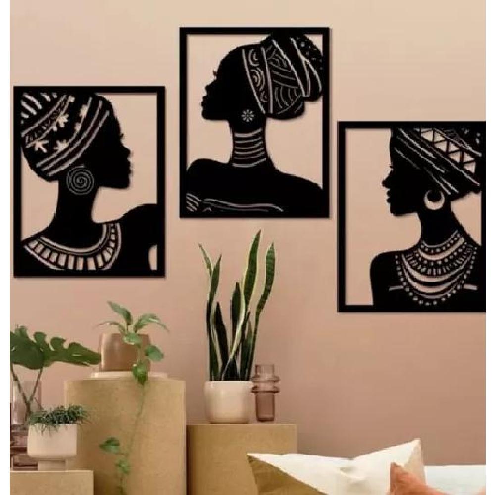 CUADROS DECORATIVOS DE DAMAS AFRICANAS, PACK DE 3 UNIDADES - 4