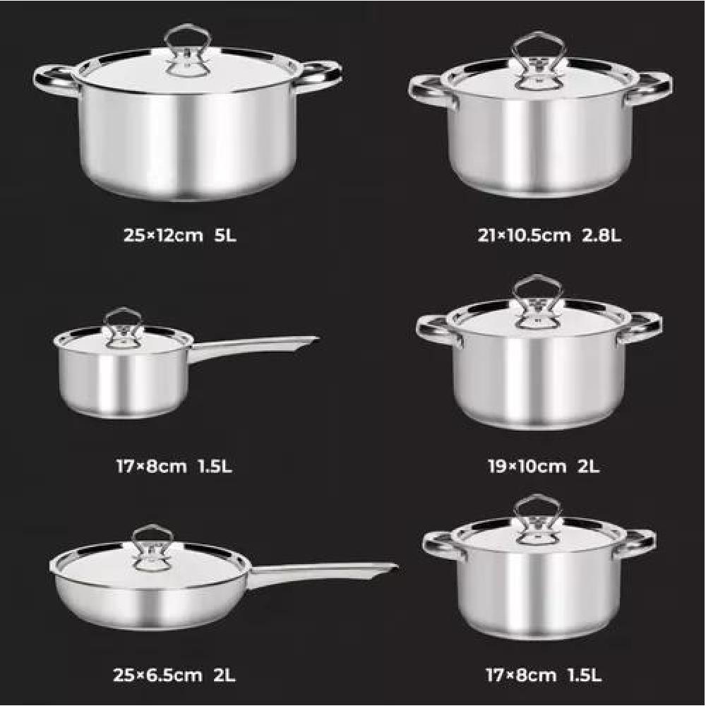 JUEGO BATERÍA 15 PIEZAS COCINA ACERO INOXIDABLE PLATEADO - 3