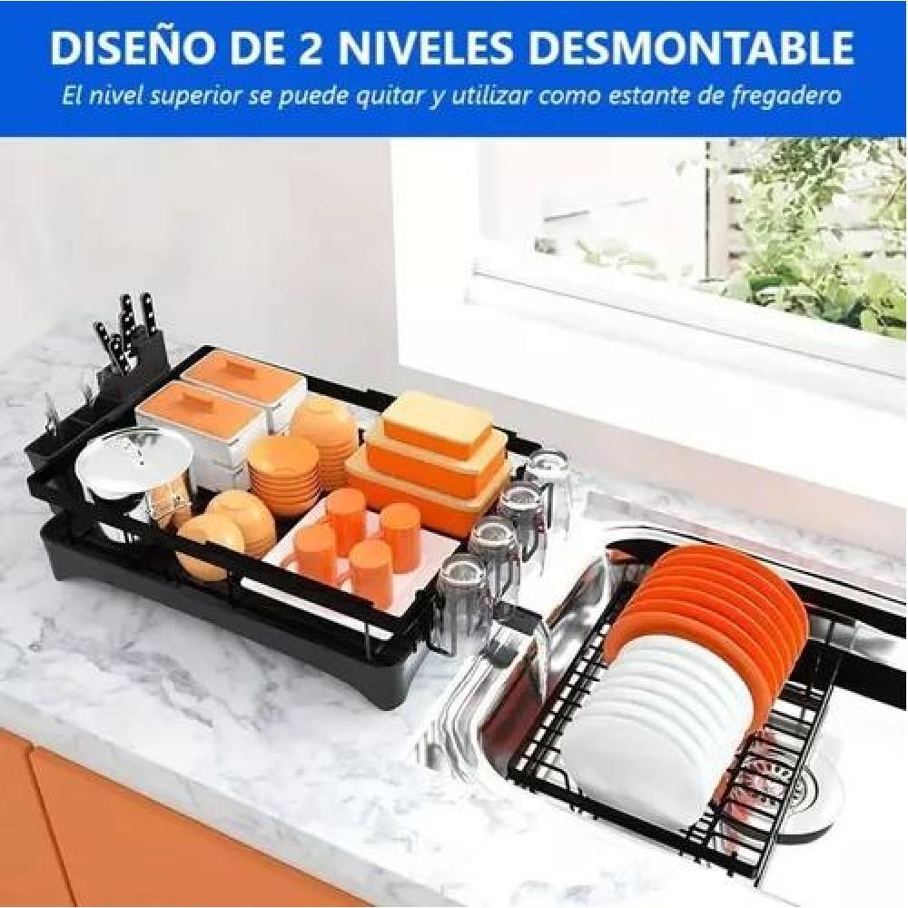 ESCURRIDOR DE PLATO 2 NIVELES SECADOR DESMONTABLE INOXIDABLE - 5