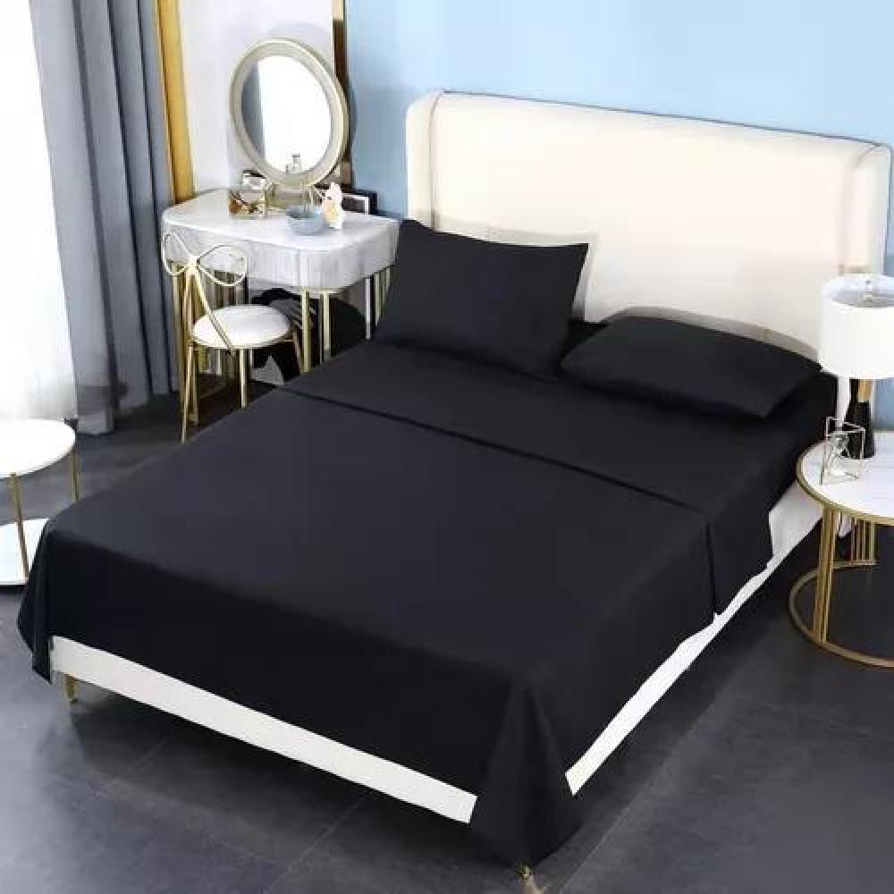 SET SÁBANA 2 PLAZAS 200 HILOS ALGODÓN NEGRO 4 PIEZAS - 1
