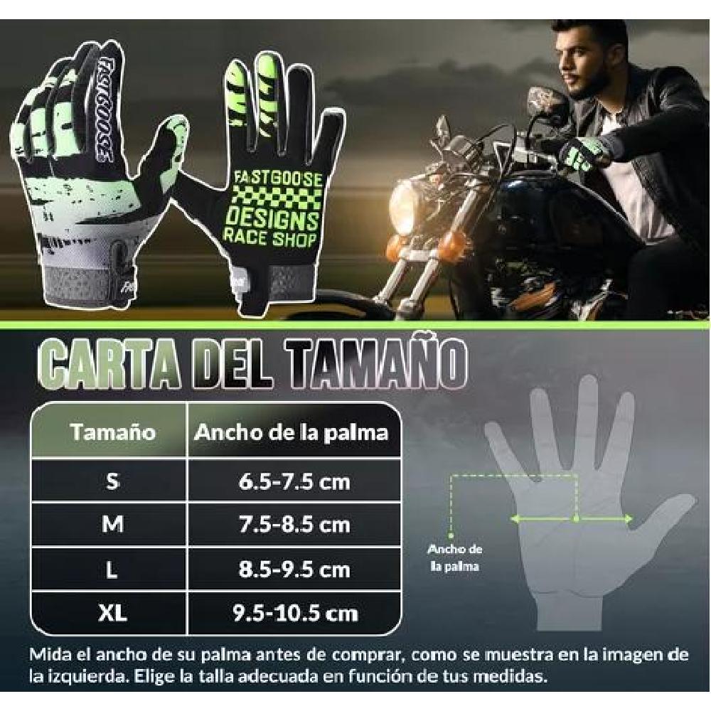 GUANTES DE MOTO CON PANTALLA TÁCTIL PARA HOMBRE MUJER TALLA M COLOR VERDE - 6