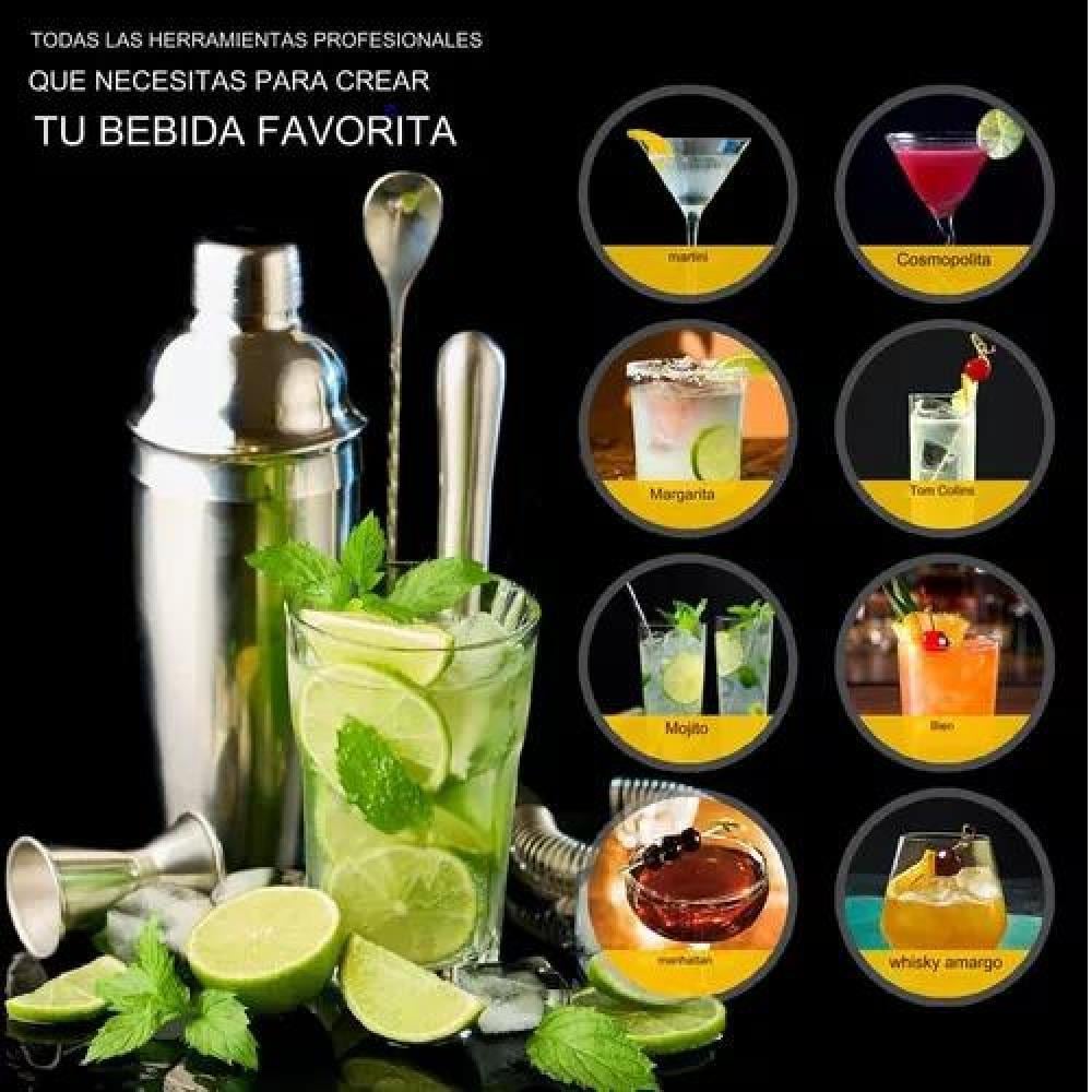 KIT DE UTENSILIOS DE COCTELERÍA CON COCTELERA 750 ML 12 PZS - 3