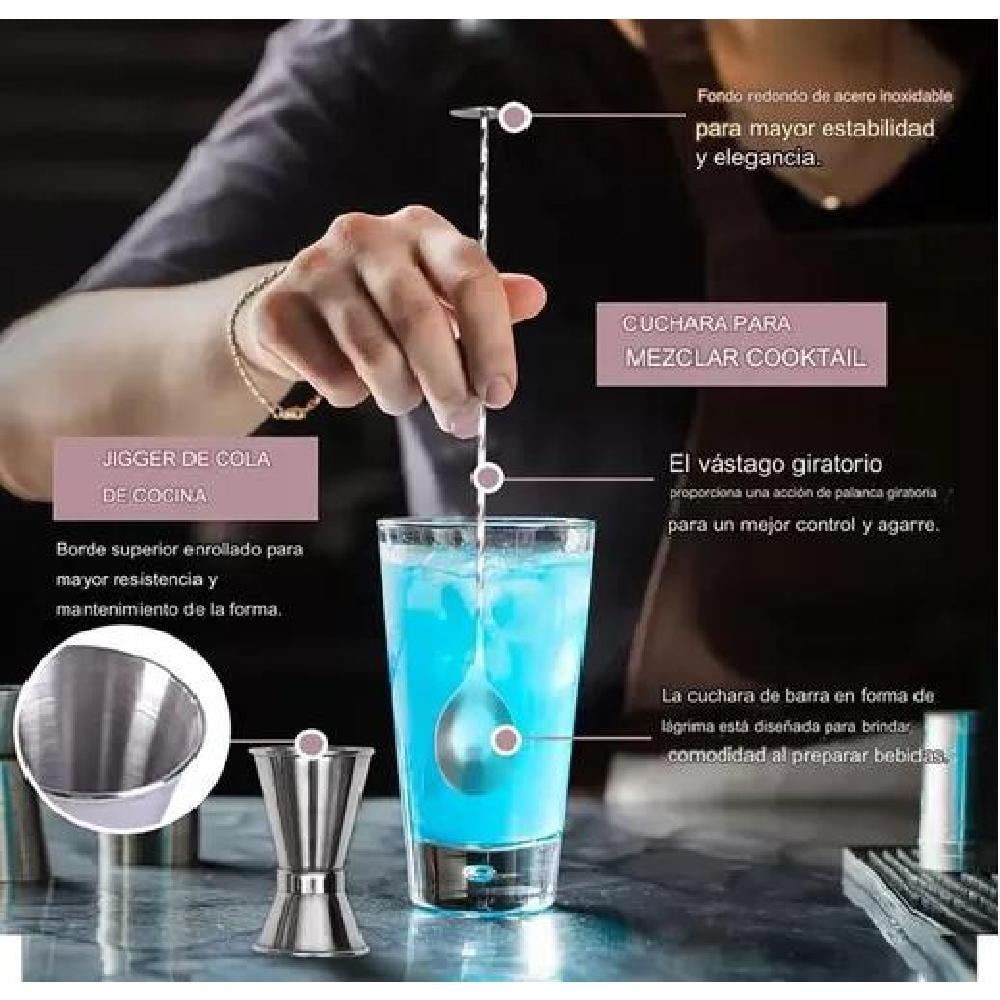 KIT DE UTENSILIOS DE COCTELERÍA CON COCTELERA 750 ML 12 PZS - 5