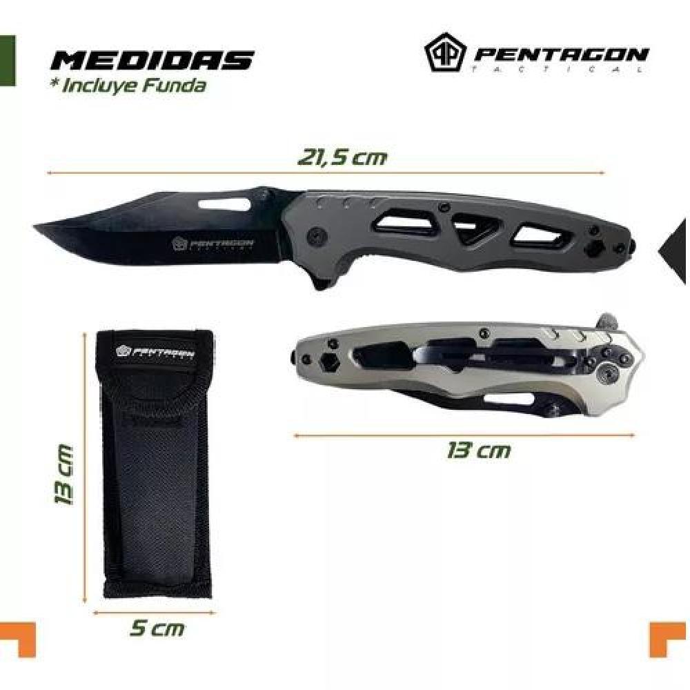 CUCHILLO TÁCTICO NAVAJA PENTAGON CAZA SUPERVIVENCIA CAMPING COLOR BONES ACERO - 2