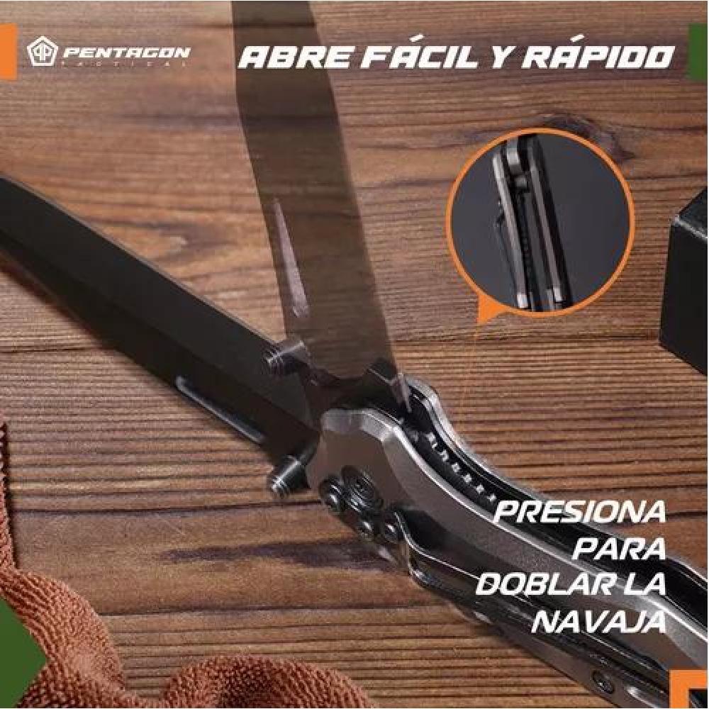 CUCHILLO TÁCTICO NAVAJA PENTAGON CAZA SUPERVIVENCIA CAMPING COLOR BONES ACERO - 3
