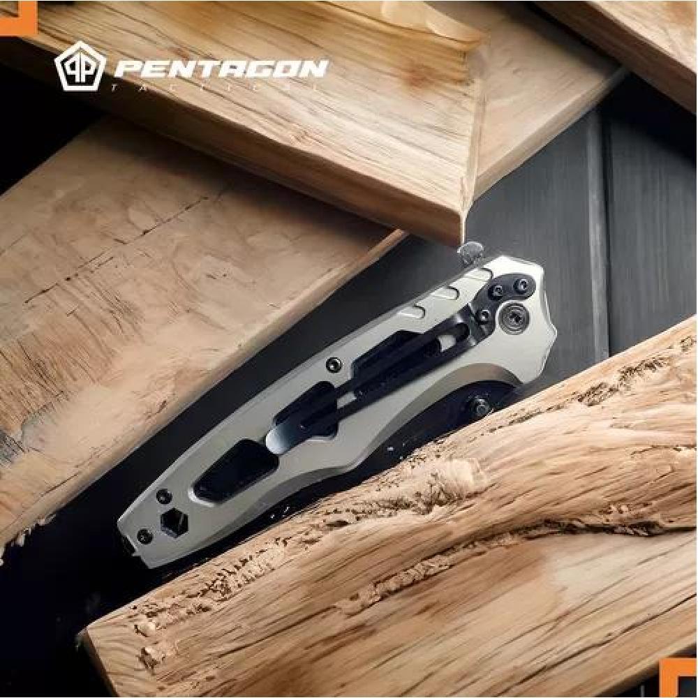 CUCHILLO TÁCTICO NAVAJA PENTAGON CAZA SUPERVIVENCIA CAMPING COLOR BONES ACERO - 7
