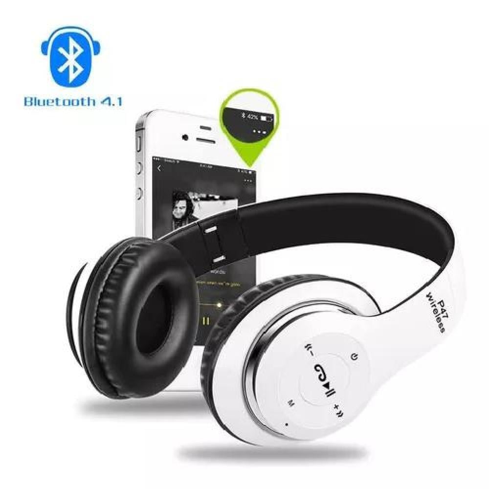 AURICULARES PLEGABLES INALÁMBRICOS P47 PARA DEPORTES, SENDERISMO Y OCIO, COLOR BLANCO - 1