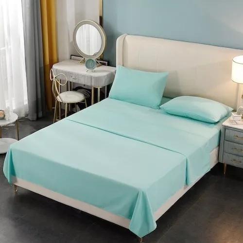 SET SÁBANA 1.5 PLAZAS ALGODÓN CELESTE - 4