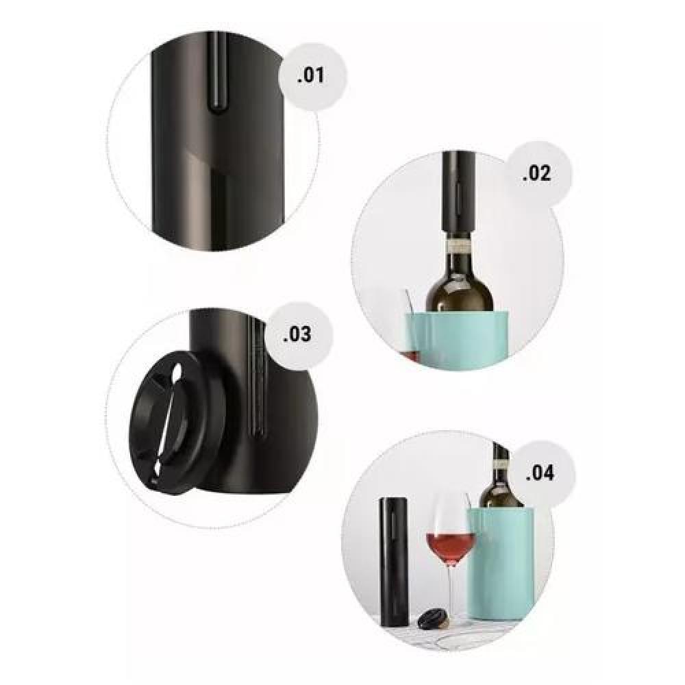DESCORCHADOR DE VINO ELÉCTRICO NEGRO - 4