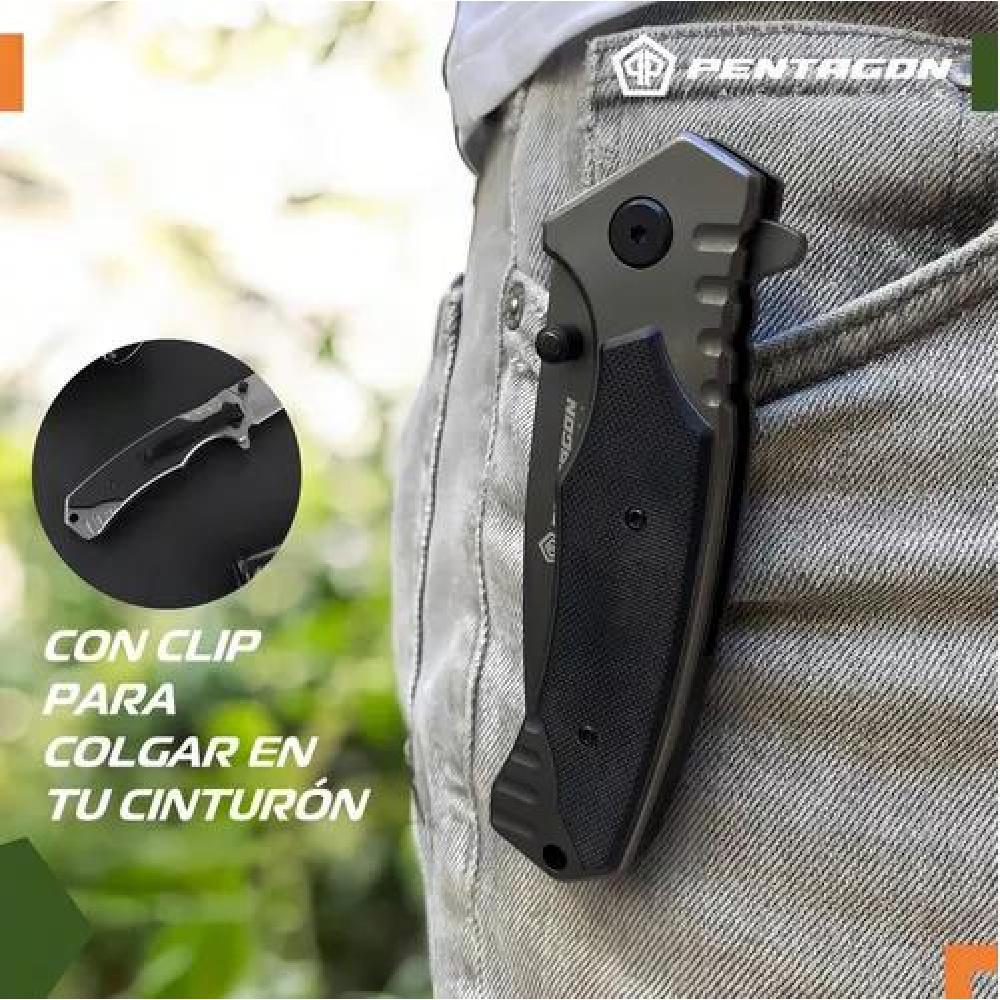 CUCHILLO TÁCTICO NAVAJA PENTAGON CAZA SUPERVIVENCIA CAMPING COLOR GHOST ACERO - 4