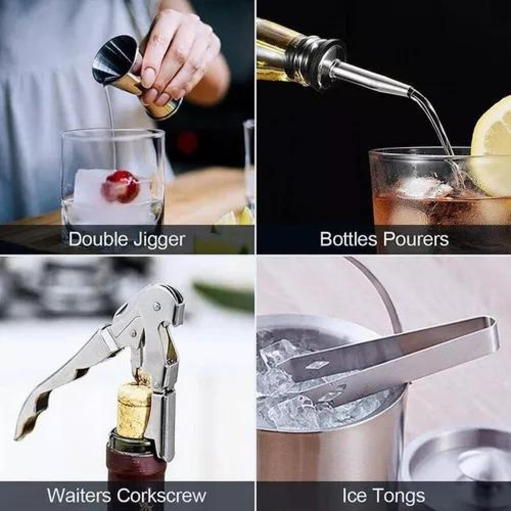 JUEGO DE COCTELERA INOXIDABLE PROFESIONAL 8 PIEZAS GRIS - 7
